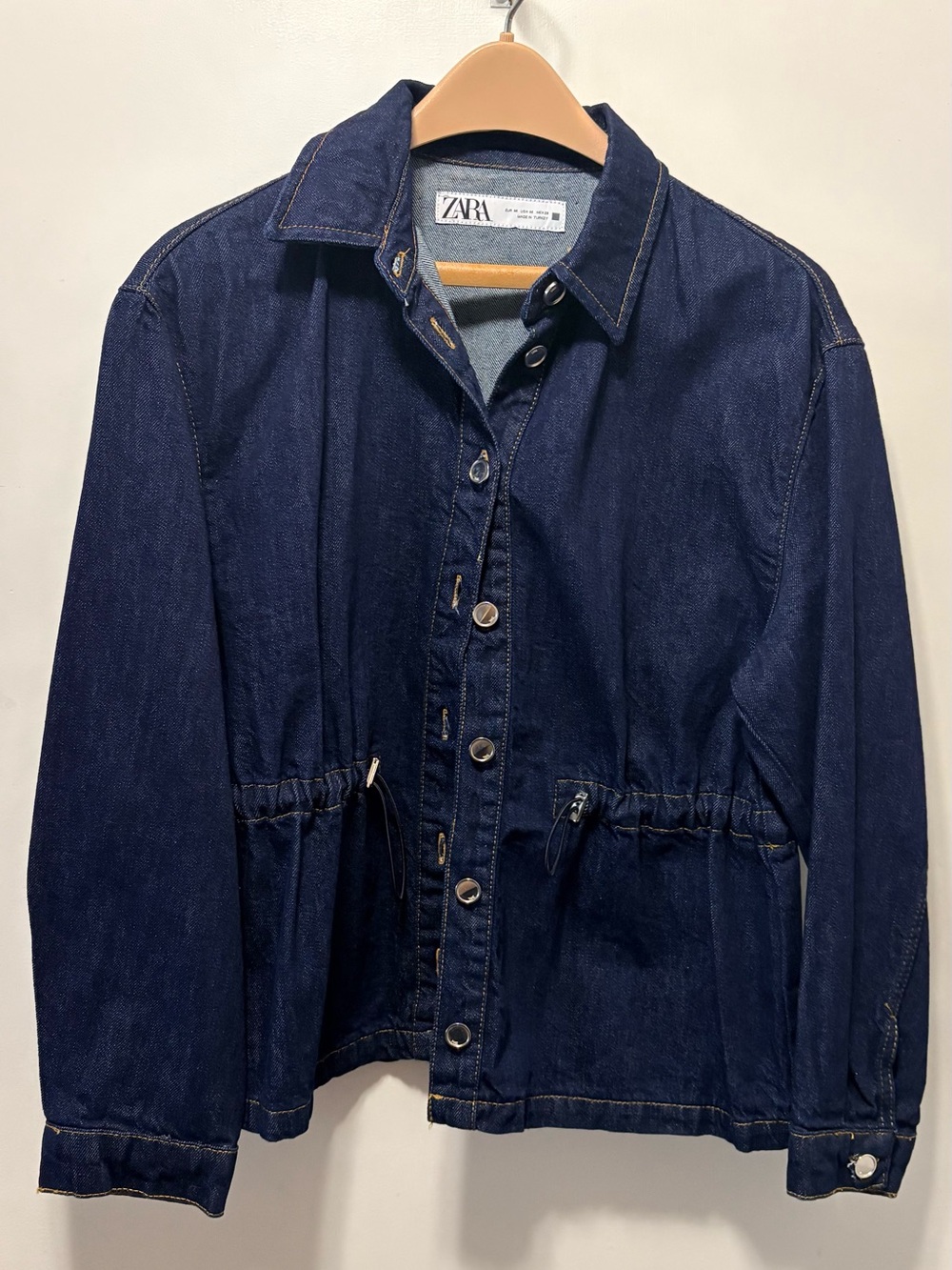 Zara Adjustable Waist Denim- Dark Blue Jean Jacket- size M